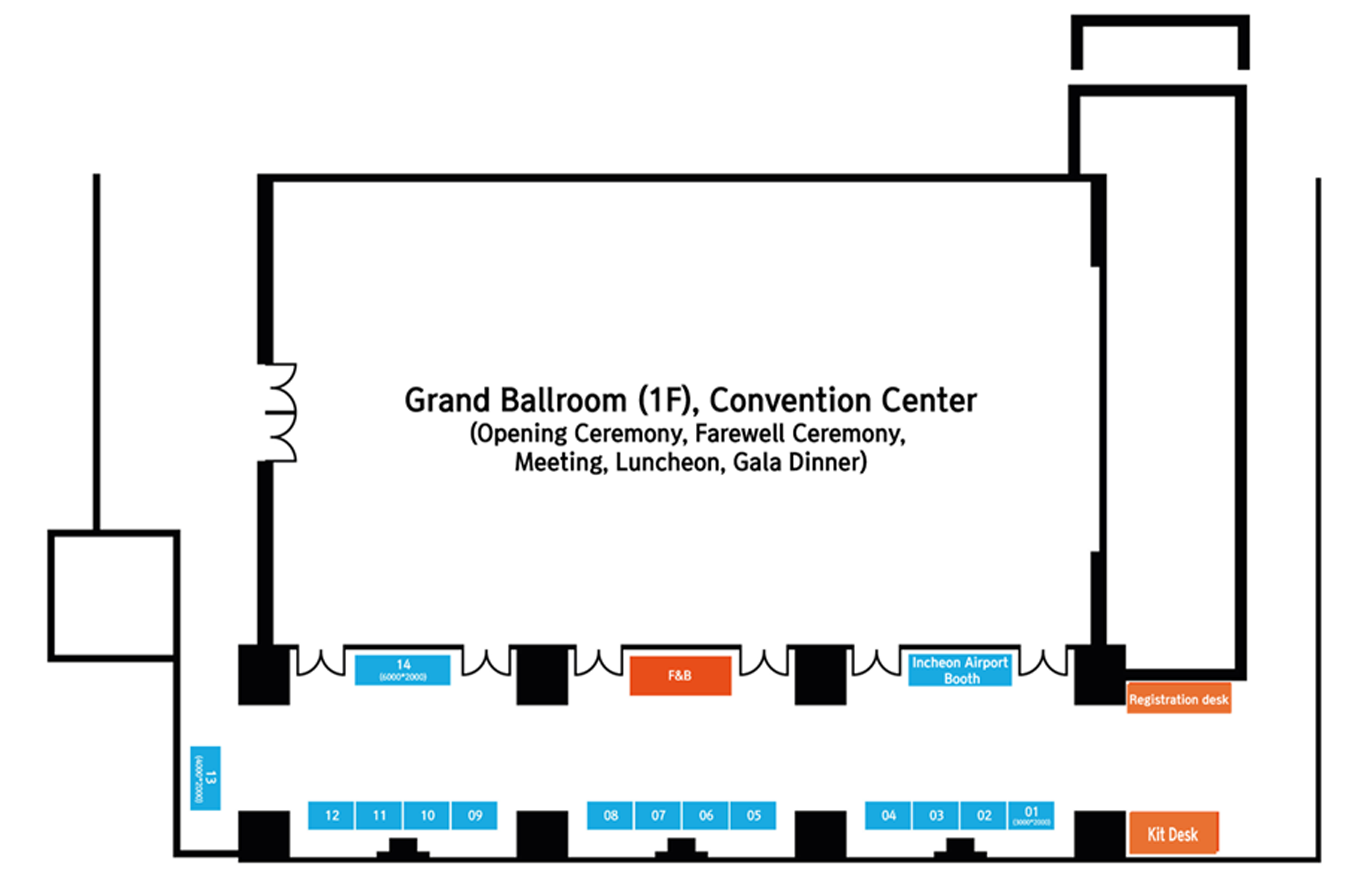 Exhibition Hall Layout — Grand Ballroom (1F), Convention Center 전시 배치도